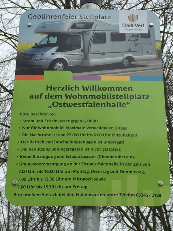 Stellplatz in Nähe der  Ostwestfalenhalle